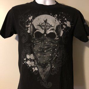 Crusty Demons Skull Bandana Mask tee Small Black